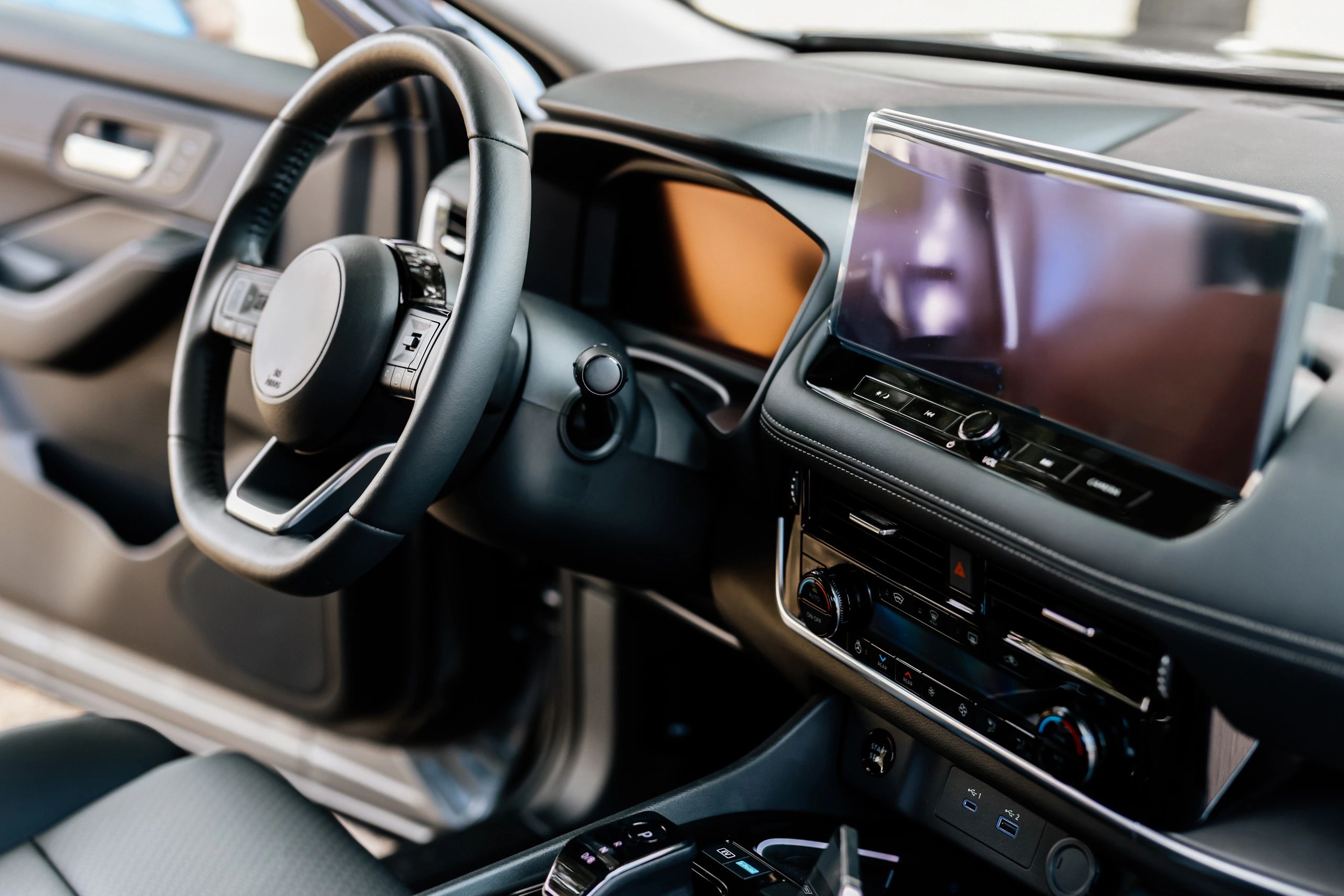 Modern vehicle interior representing protected major systems