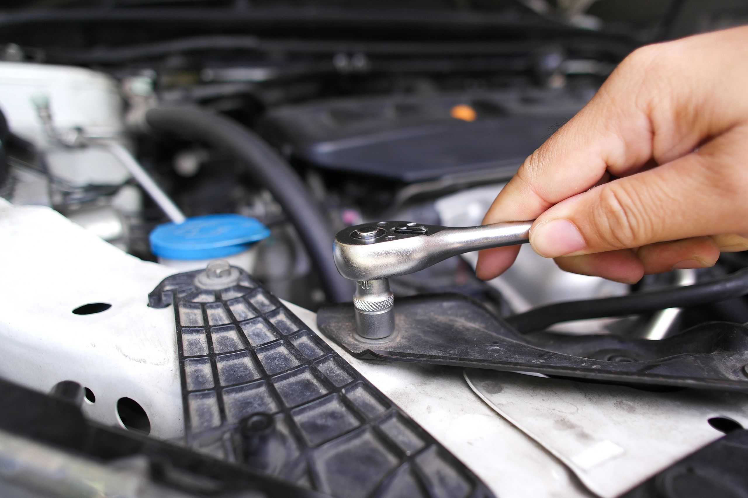 Vehicle engine repair closeup